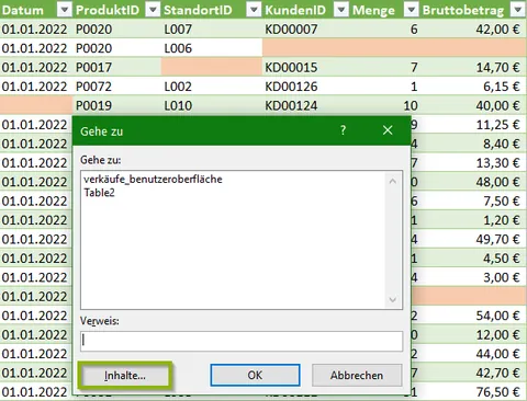 Excel | Benutzeroberfläche | Gehe zu...