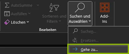 Excel | Benutzeroberfläche | Gehe zu...