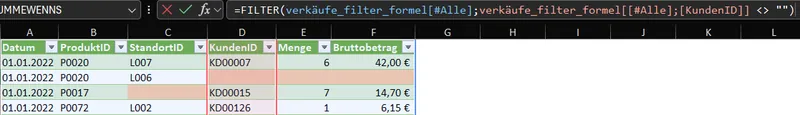 Excel | FILTER | Argumente
