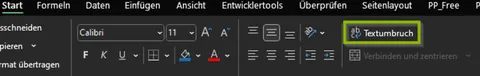 Excel | Benutzeroberfläche | Textumbruch