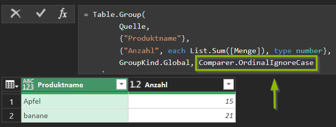 powerquery-gruppierung-global-ignorecase Power Query Table.Group