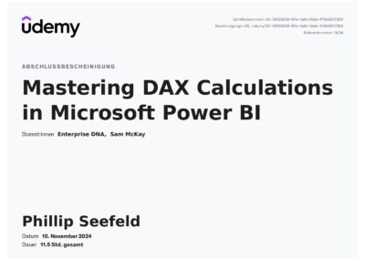 Zertifikat Mastering DAX Calculations in Microsoft Power BI