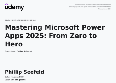 Zertifikat Mastering Microsoft Power Apps