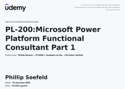 Zertifikat Microsoft Power Apps Functional Consultant Part 1