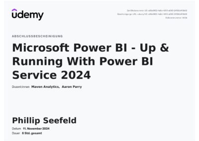 Zertifikat Microsoft Power BI - Up & Running With Power BI Service 2024