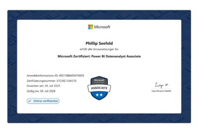 Zertifikat Microsoft Power Bi Datenanalyst Associate